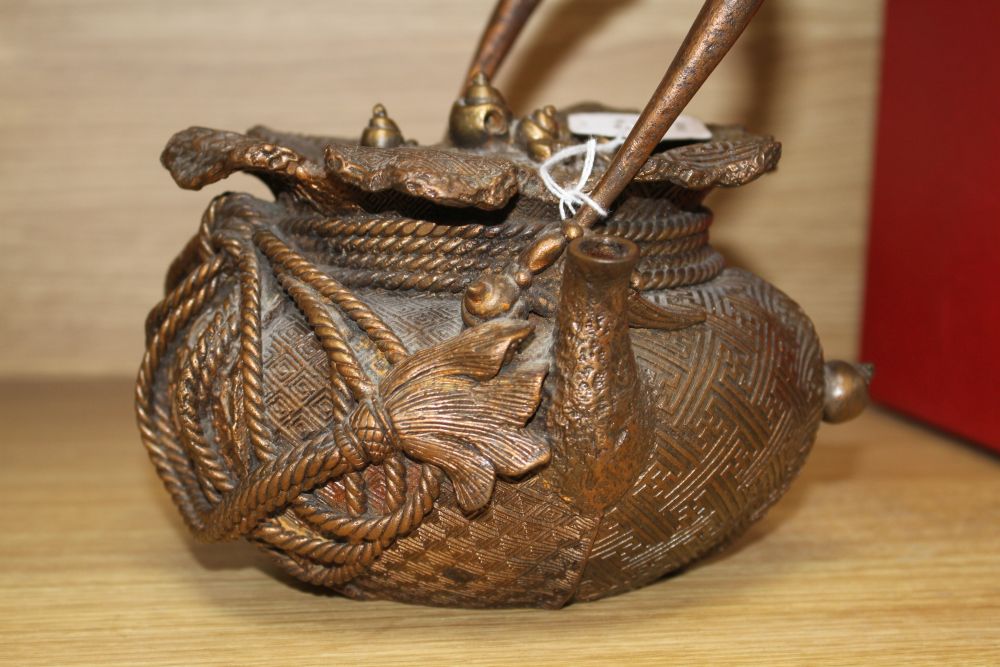 A Chinese iron teapot and cover, height 16cm